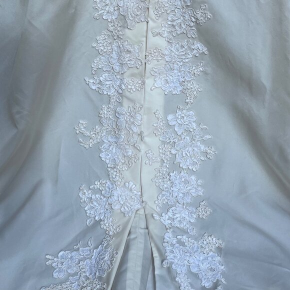 Vtg 70's Victorian Prarie Ivory Custom Bridal Dress Gown Train + Juliet Cap Veil - Picture 5 of 16
